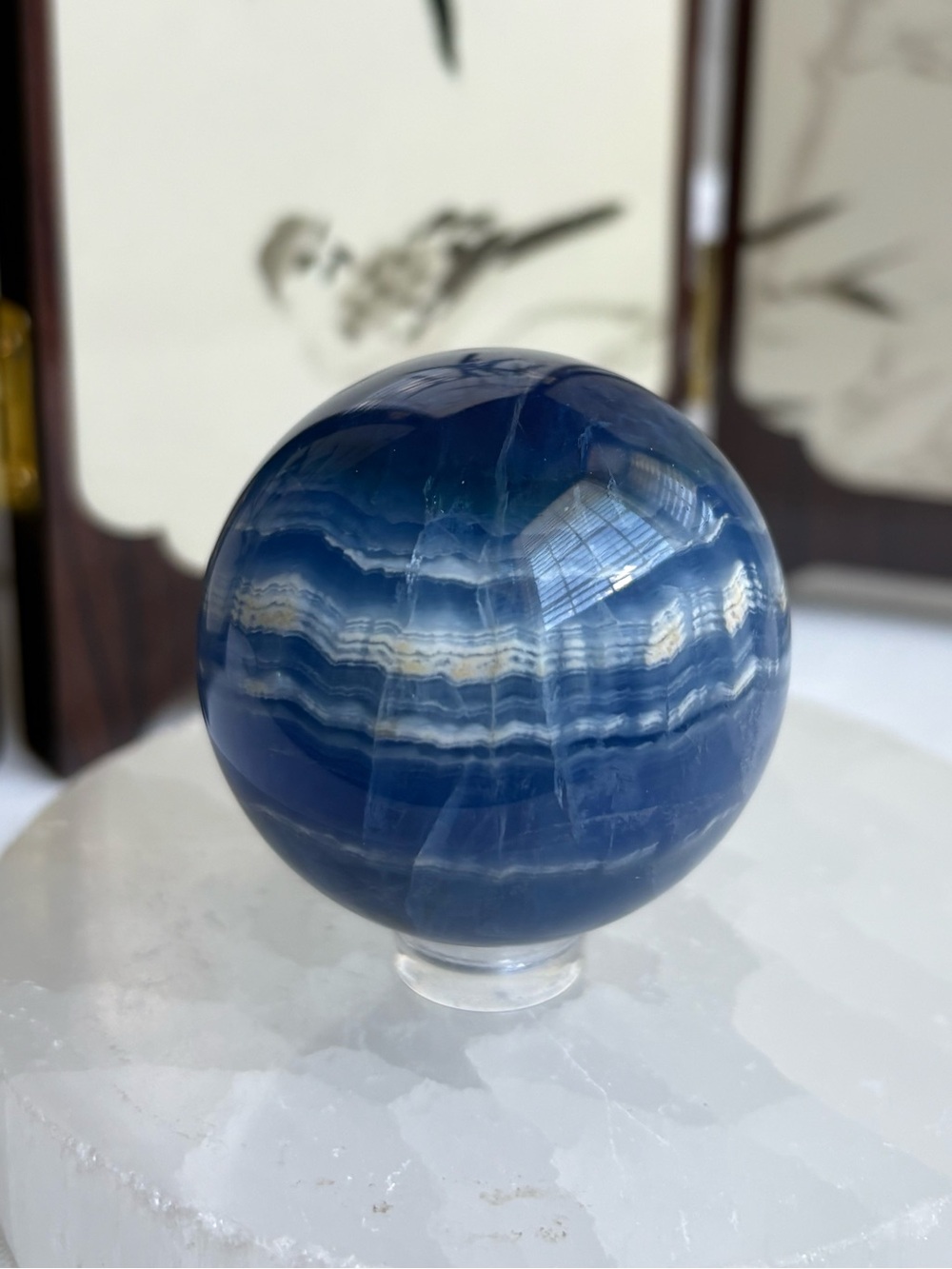 Blue fluorite sphere